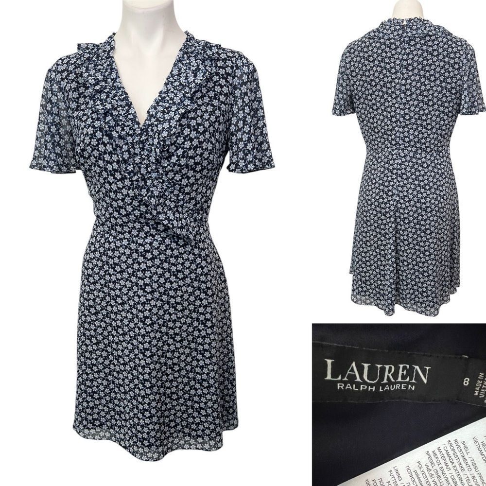 Lauren Ralph Lauren Black and White Floral Mini Dress